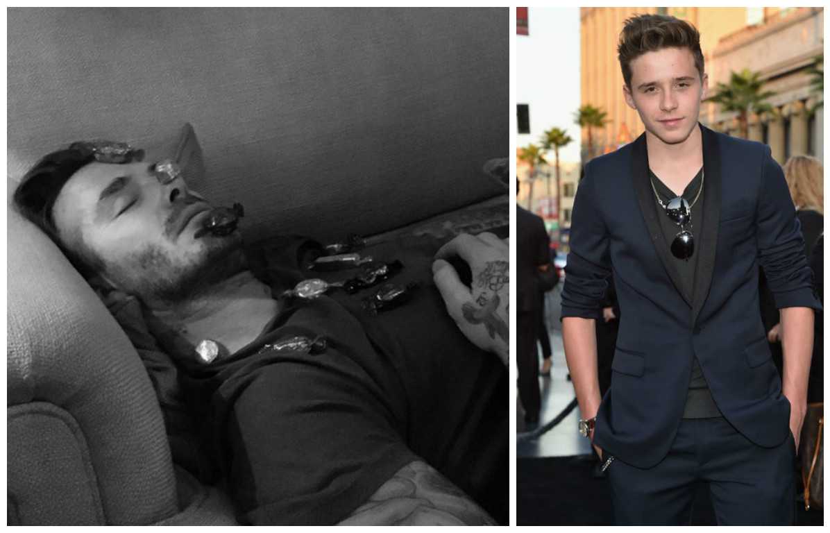 David Beckham: Footballer's Son Posts Picture of Father Sleeping With Chocolate on His Face