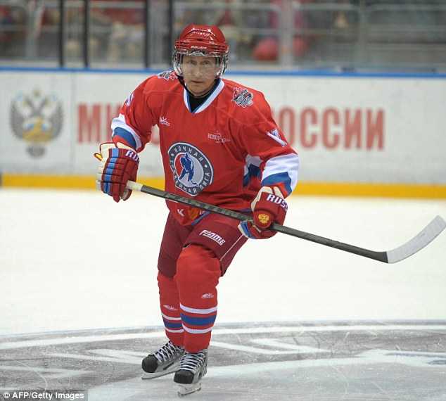 President Vladimir Putin joins ice hockey training session