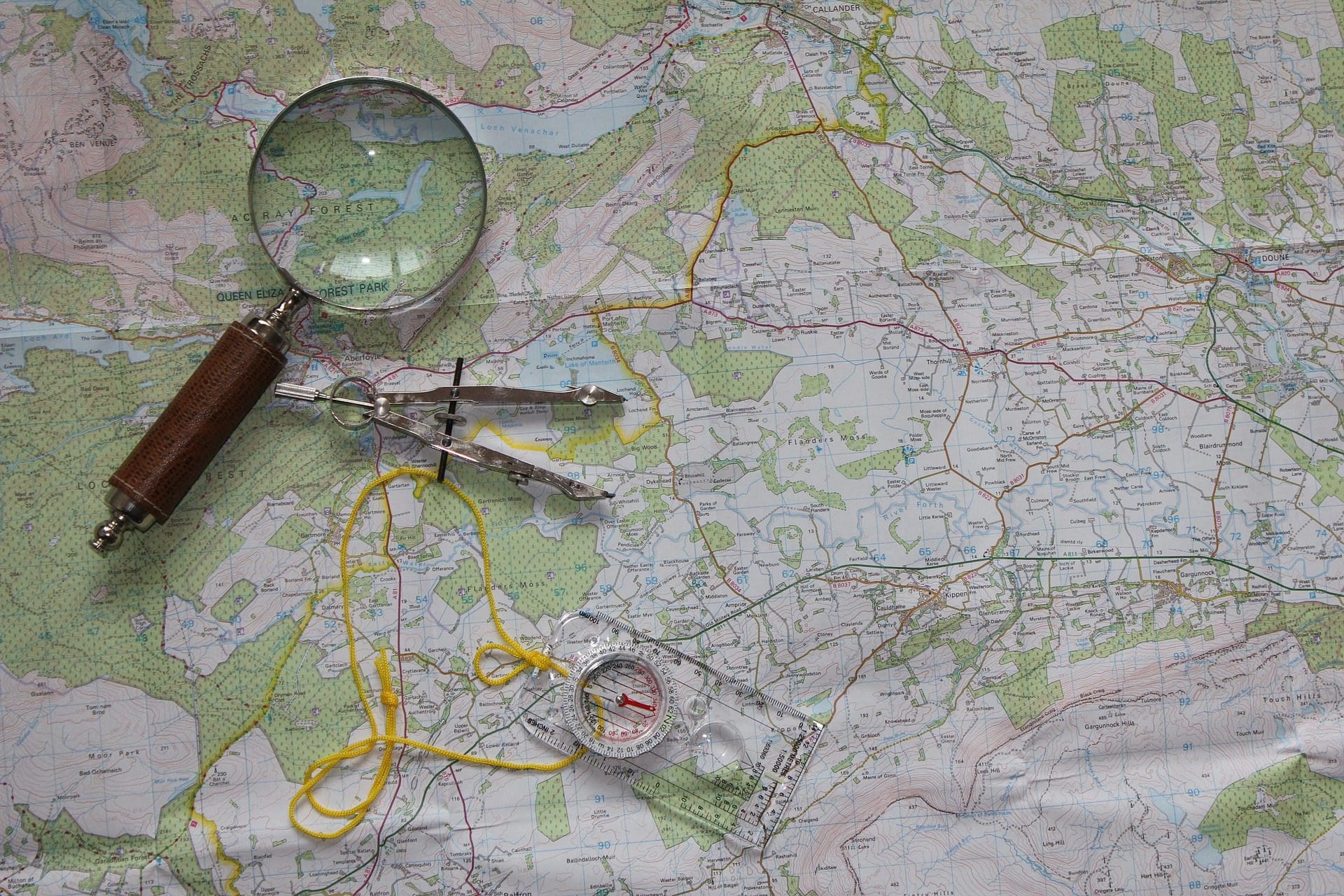 Map with compass